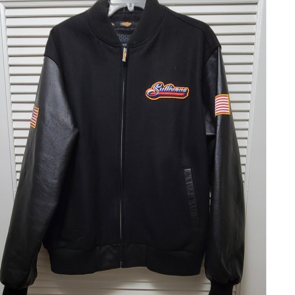 Classic Leather Wool Varsity Power Trip Mens Sullivans Blend Zip Up Medium